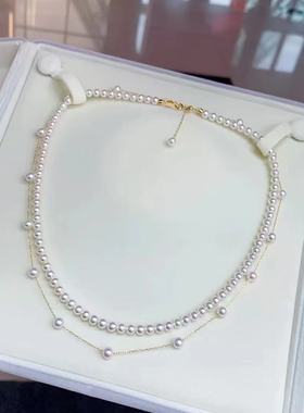 珍珠项链小米珠珠串锁骨链Y字扣链毛衣链叠戴