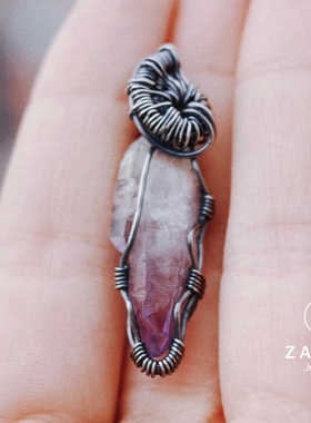 杂露集自制银绕线克鲁兹紫水晶吊坠