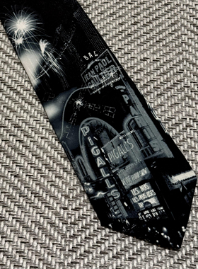 黑色印花领带男商务正装小众设计感桑蚕丝真丝领带