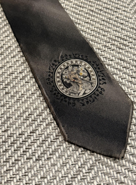 复古印花斜纹领带男商务轻奢百搭黑色正装领带配饰