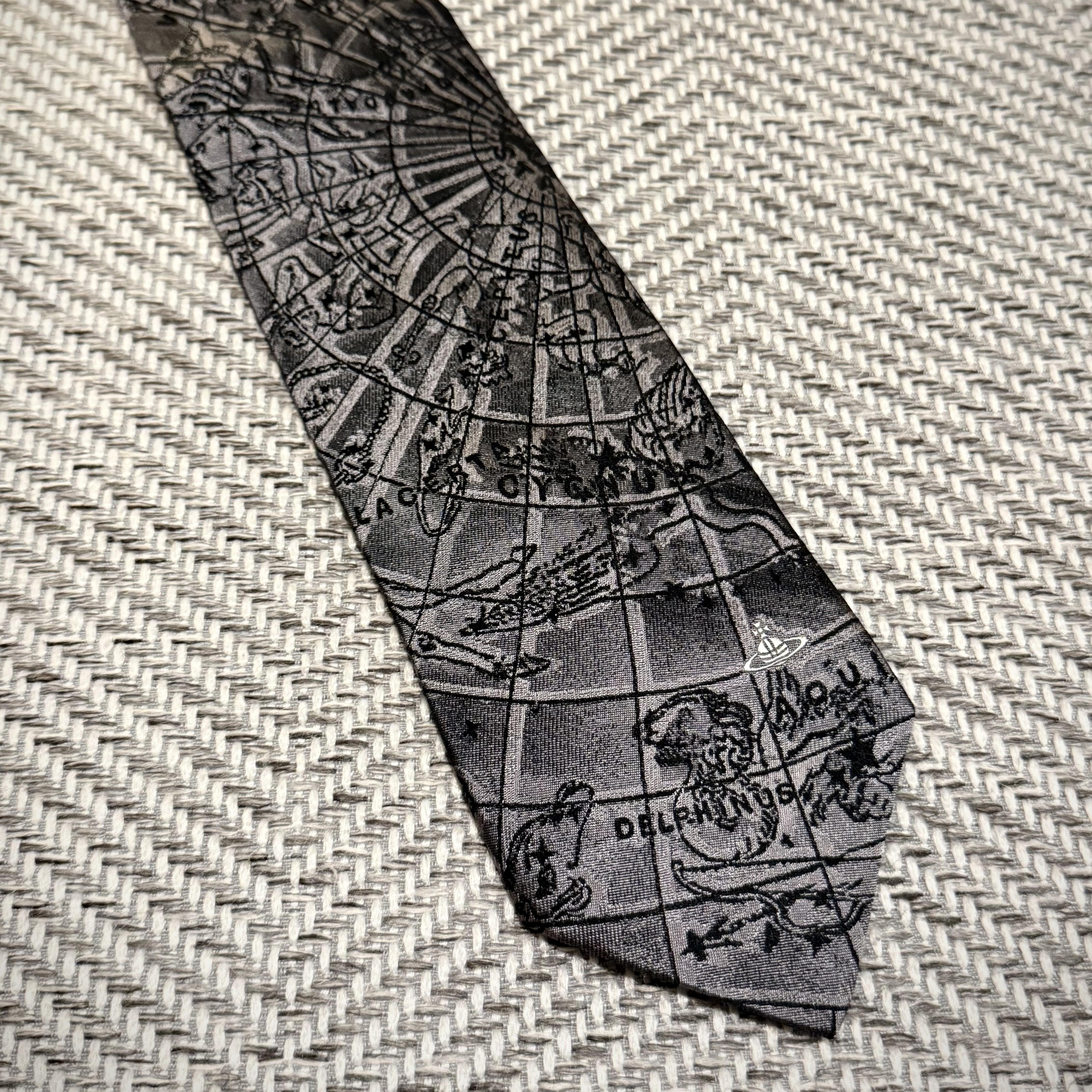 复古轻奢黑几何印花真丝领带