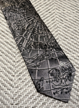 复古个性黑色几何印花领带男真丝轻奢商务百搭斜纹领带配饰