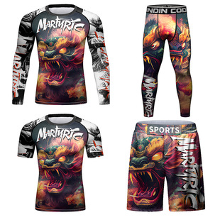 舞雄狮防磨短裤男士短袖长袖健身服运动套装格斗柔术训练紧身衣