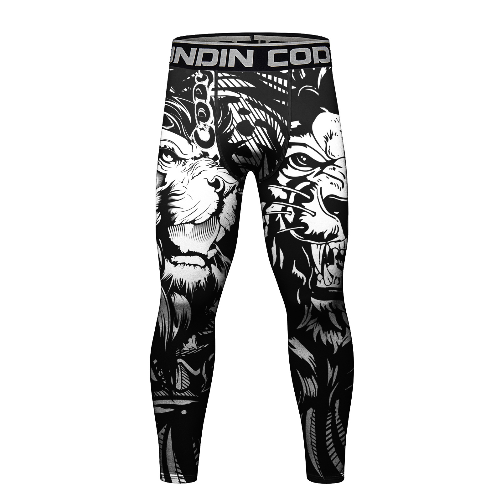 新款3D数码印花男士训练紧身运动长裤 跑步排汗速干健身裤