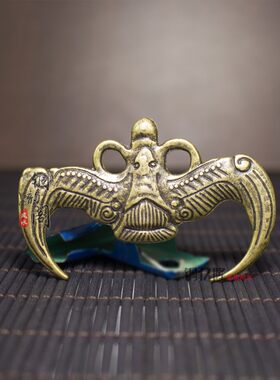 纯铜蝙蝠金钱横梁风水挂件福鼠