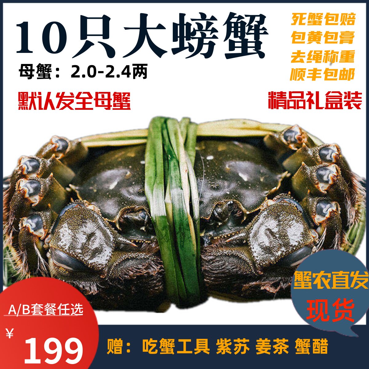 10只固城湖大闸蟹鲜活3.0-3.4两公蟹2.0-2.4两全母螃蟹超特大水产属于什么档次？