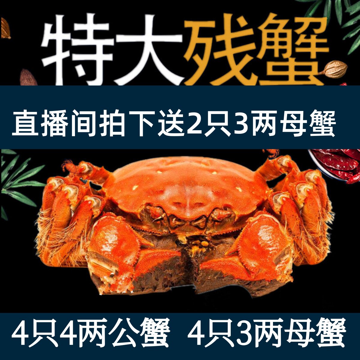 活蟹残蟹裸重4两公蟹3两母蟹大残蟹固城湖大闸蟹鲜活螃蟹断脚蟹残