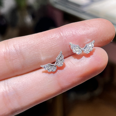 18K金钻石满钻翅膀耳骨钉