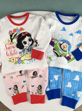 90-140男女宝宝纯棉套装家居服双层柔软小童棉毛衫秋衣秋裤睡衣裤