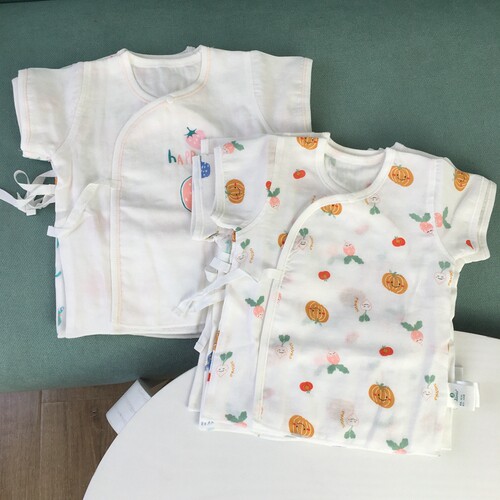 2件装新生儿夏薄款纱布纯棉透气