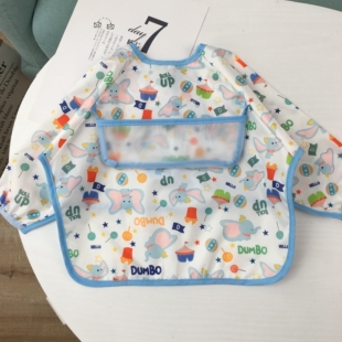 4岁日系全身防水防脏宝宝吃饭罩衣婴儿反穿衣儿童围兜系带免洗