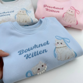 120 印猫咪 170女童一体绒卫衣奥粒绒女孩大童加绒上衣秋冬套头衫