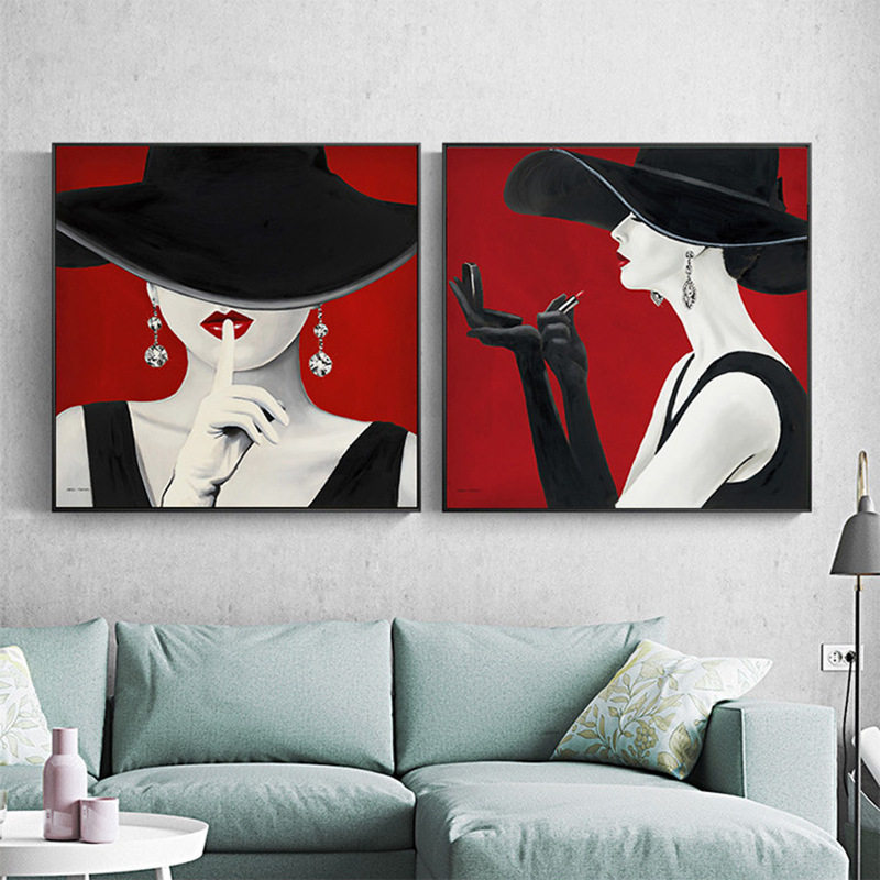 摩登女郎现代简约装饰画客厅卧室挂画走廊过道背景墙红唇美女壁画