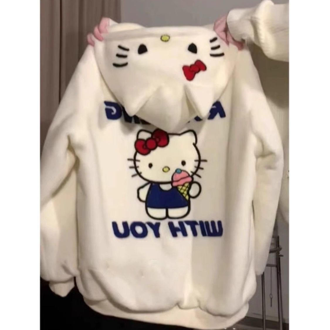 卡通可爱凯蒂猫羊羔毛绒棉开衫