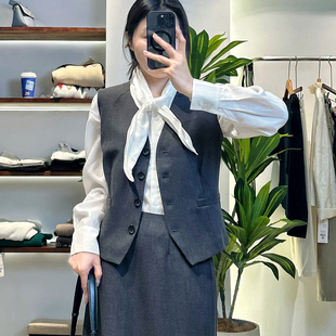 春夏新款 马甲女时尚 经典 单排四粒扣纯色背心 极简高智TR西装