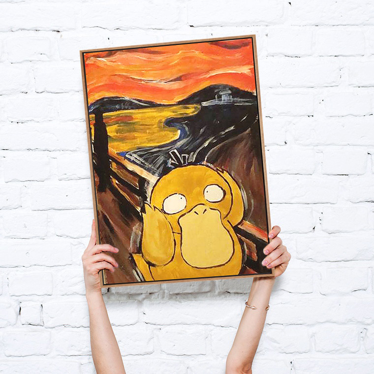 diy名画数字油画呐喊胖蒙娜丽莎cos模仿恶搞画可达鸭填色装饰画