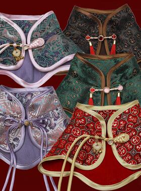 新年喜庆宠物披肩猫猫围兜原创复古国风云肩围脖狗狗可爱围嘴围巾