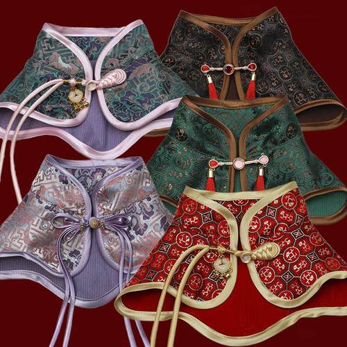 新年喜庆宠物披肩猫猫围兜原创复古国风云肩围脖狗狗可爱围嘴围巾