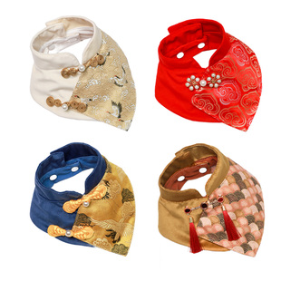 新年款宠物国风口水巾猫咪围巾狗狗拜年喜庆汉服围脖复古风唐装