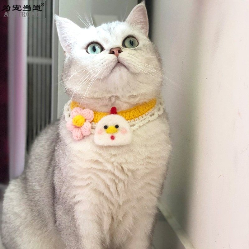当道假领卡通手工编织羊毛毡猫咪