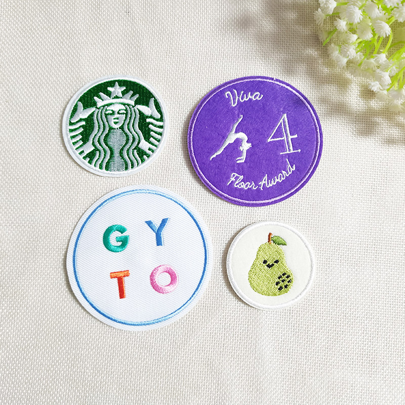 圆形纯色刺绣星巴克青梨数字字母翅膀动漫衣服卡通印花布贴标志百