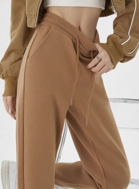 【加密双面绒防风裤】美拉德700克厚慕斯绒润肤蛋白运动休闲卫裤