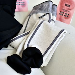 冬新高腰紧身加绒加厚收腹芭比外穿小黑裤 女装 貂绒高腰小黑裤