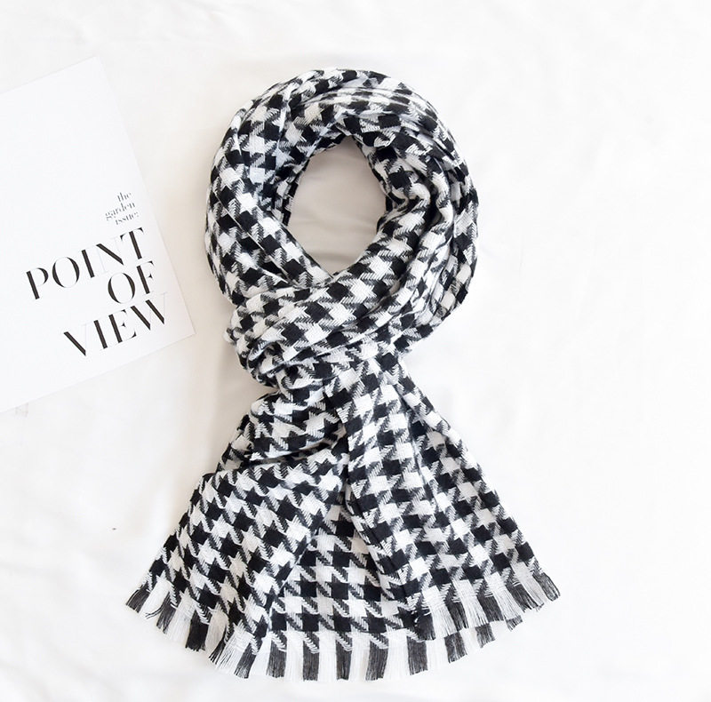 围巾新款入冬保暖穿搭百搭千鸟格围巾仿羊绒围巾围脖披肩围巾