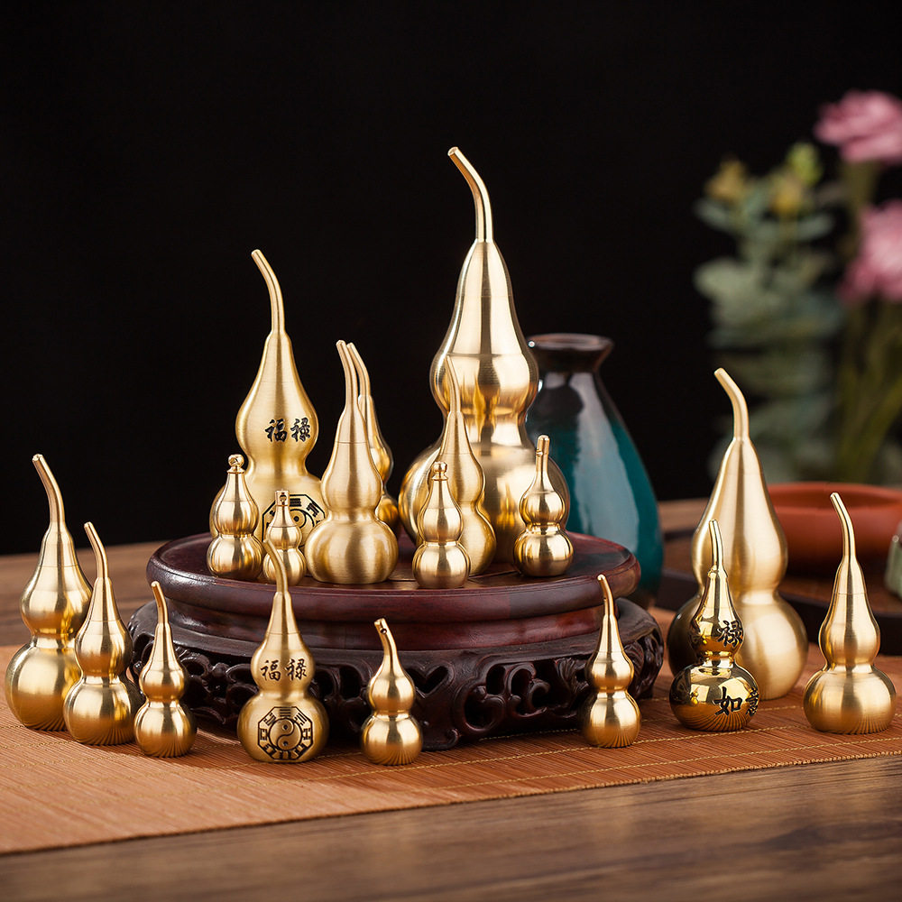 黄铜空心葫芦上开口七九公分底开小铜葫芦钥匙扣挂件风水摆件