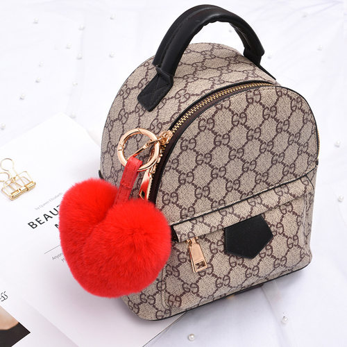 可爱獭兔毛心形挂件爱心桃心包包挂饰毛绒皮草毛球汽车钥匙扣饰品