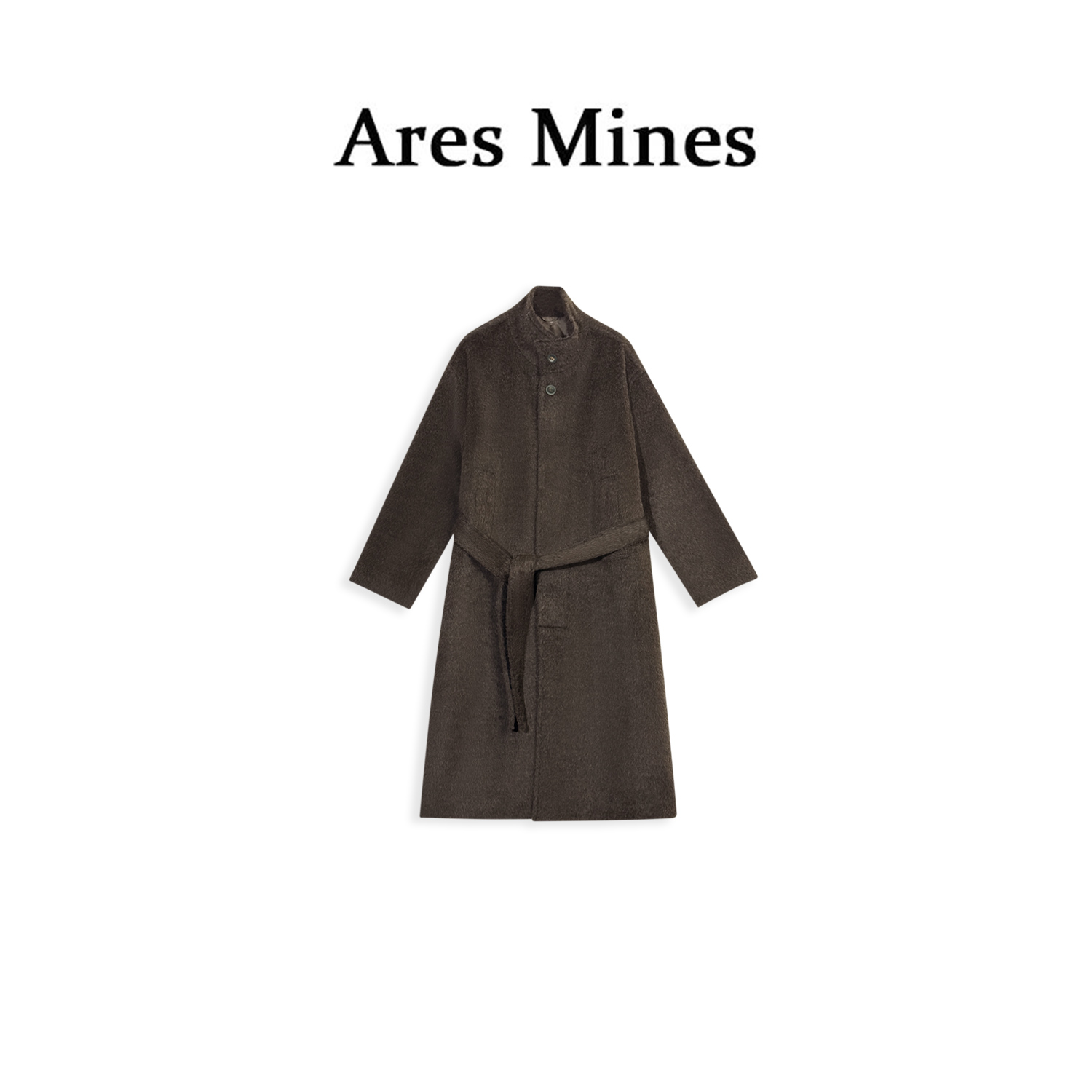 【盛朗熙AresMines】草木呼吸 秋冬苏力高领长款宽松夹棉毛呢外套