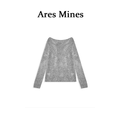 【盛朗熙Ares Mines】灰系智性 慵懒风清透凉感镂空长袖针织罩衫