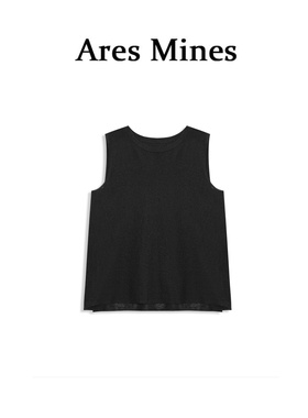 【盛朗熙Ares Mines】清雅气场 不规则设计圆领无袖质感针织背心