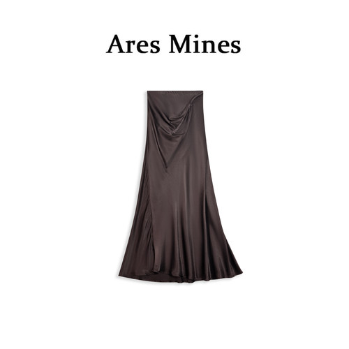 【盛朗熙Ares Mines】浓情可可 捏褶设计垂感高腰鱼尾A字半身长裙