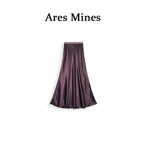 【盛朗熙Ares Mines】秋风微澜 缎面丝质显瘦松紧腰A字半身裙女