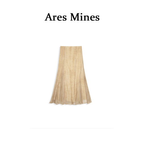 【盛朗熙Ares Mines】逸动佳人 飘逸香槟网纱清透半身鱼尾裙长裙
