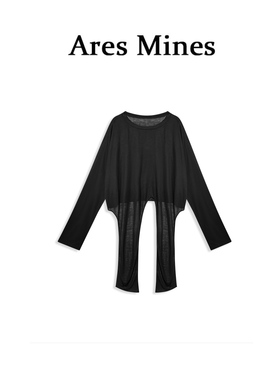 【盛朗熙Ares Mines】巴黎记事 雅致清透不规则设计绑带长袖T恤衫