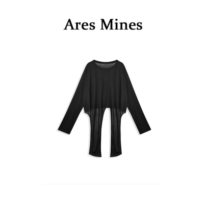 【盛朗熙Ares Mines】巴黎记事 雅致清透不规则设计绑带长袖T恤衫