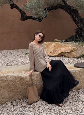 【盛朗熙Ares Mines】星河垂幕 百褶薄纱立裁花瓣松紧A字纱裙半裙