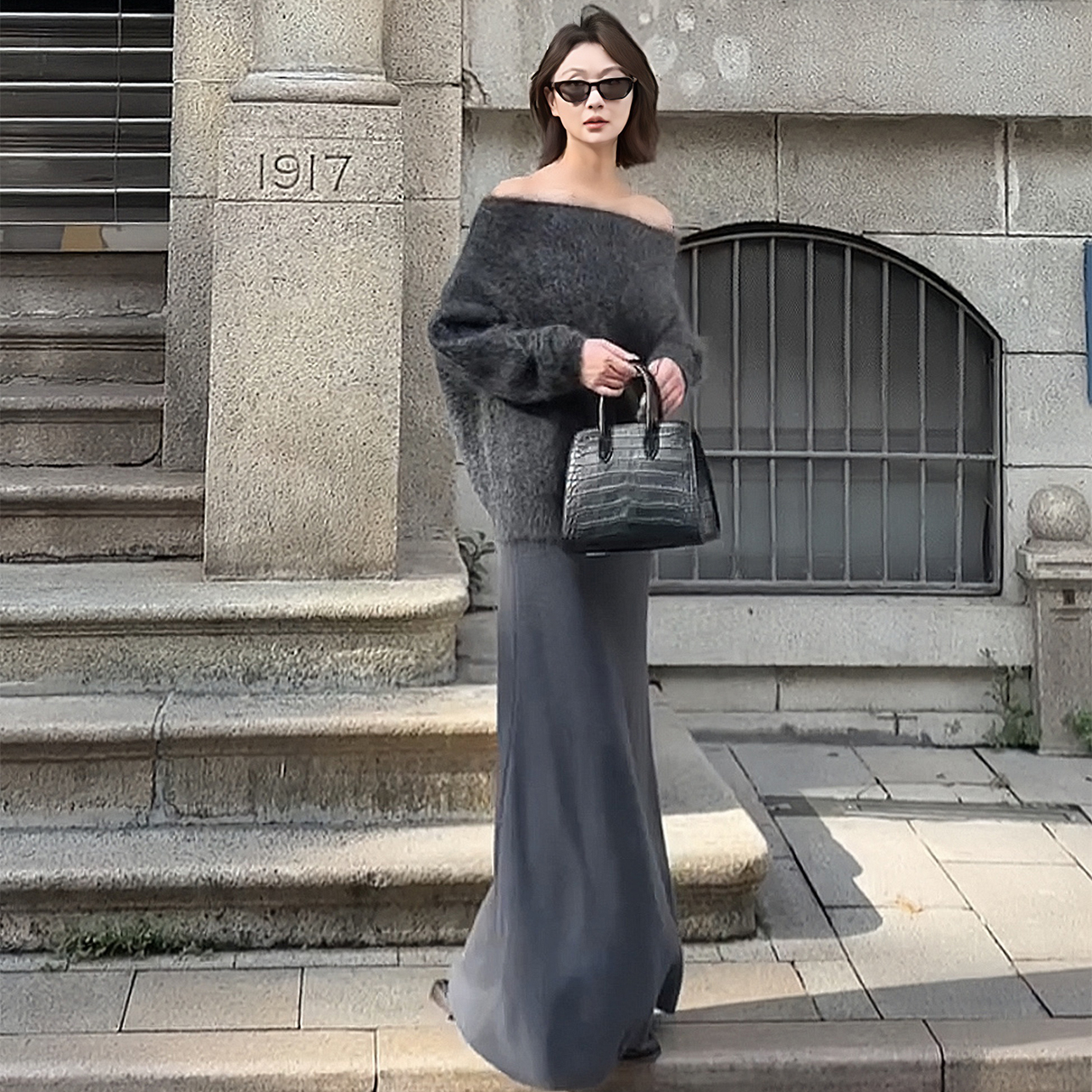 【盛朗熙Ares Mines】雾绒秘语 慵懒一字领宽松拉毛感宽松毛衣女