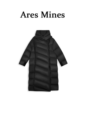 【盛朗熙Ares Mines】米兰假日 90白鸭绒连帽长款纯色羽绒服外套