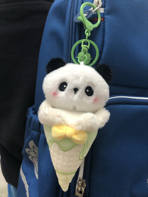 成都熊猫爷爷家冰激凌小熊猫挂件毛绒公仔玩偶钥匙扣礼物送朋友