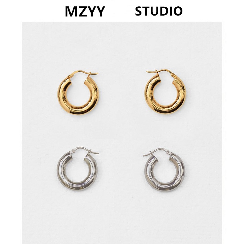 mzyy钛钢镀金大牌欧美极简耳圈