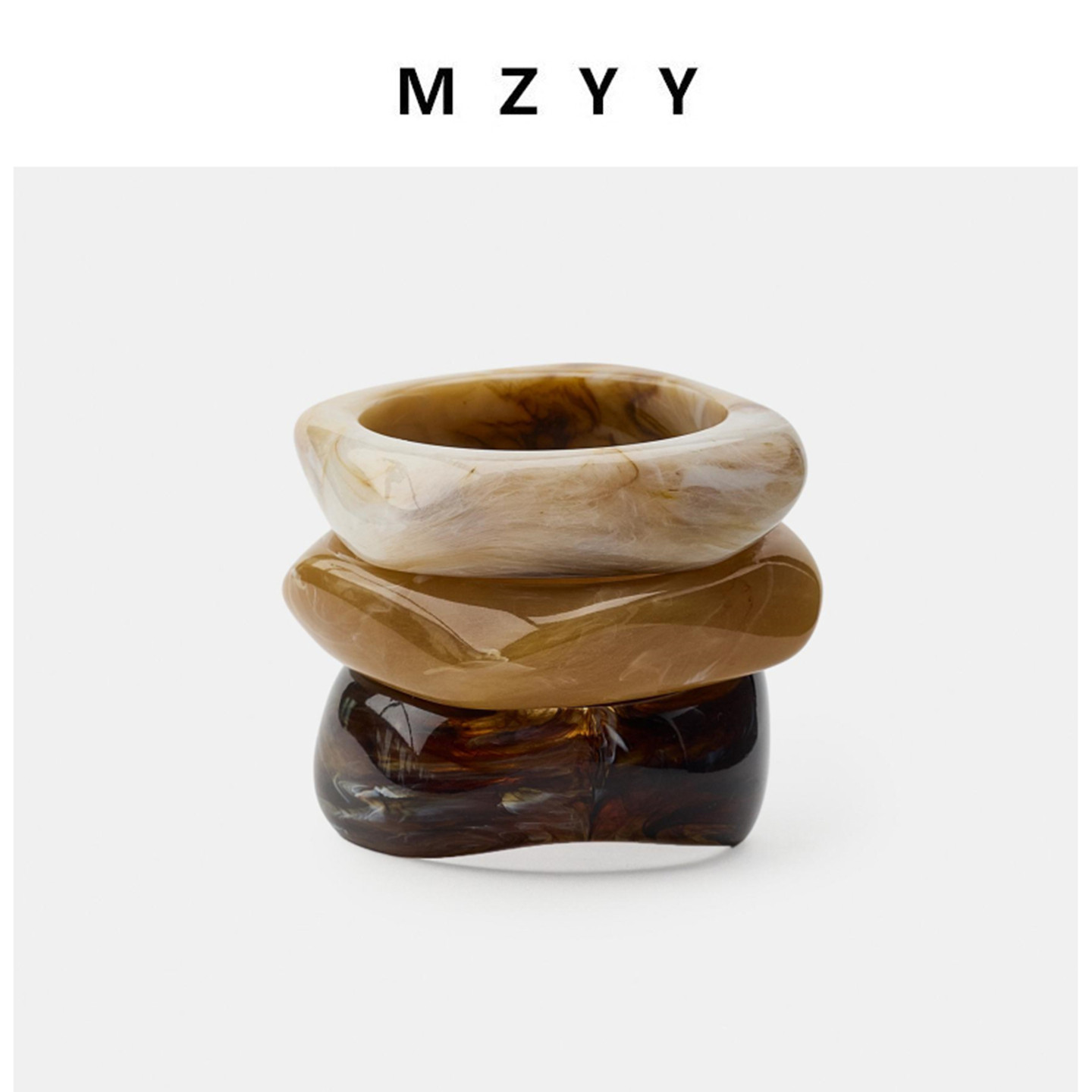 MZYY天然石纹手镯女不规则几何造型树脂手环个性时尚饰品