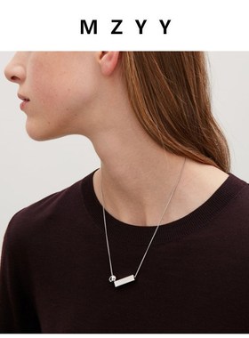 银色几何简约设计项链