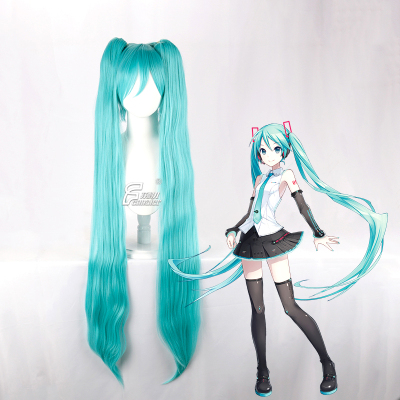 taobao agent Fenny Hatsune Miku Miku water blue -green 120cm high -temperature silk double tiger mouth cosplay wig