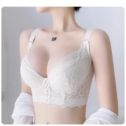 调整型文胸内衣女侧收副乳聚拢上托防下垂外扩矫正美背白色中薄款