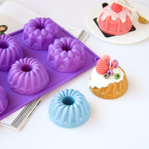 馥蕾 六连甜甜圈硅胶模具 创意甜品蛋糕蜡烛手工制作 软矽胶材质