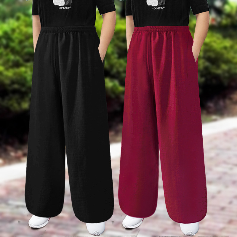 春夏纯棉太极裤男女宽松灯笼裤中老年晨练运动健身武术表演练功裤