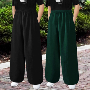春夏棉麻太极裤男女宽松灯笼裤亚麻瑜珈裤健身裤武术表演裤练功裤